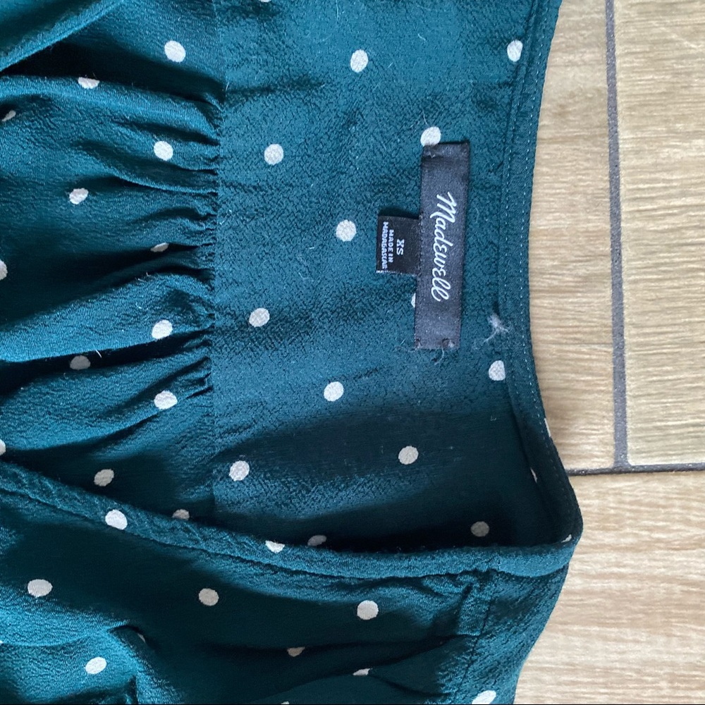Madewell green polka dot surplice top size XS - Picture 2 of 7